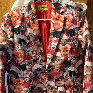 Tipsy Elves Christmas Cats Blazer w/ Tie like New